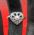 Vintage Sterling Silver 925 Designer Marsala Marcasite puffy Heart Ring size 5.5
