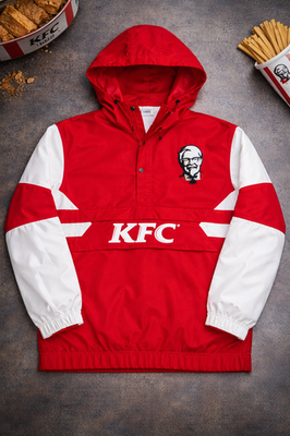 KFC Red Hooded Windbreaker Jacket XL White Logo Lightweight