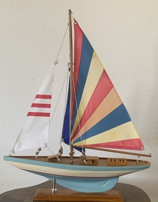 16'' MODEL Wood Sailboat Sailing Boat Quality Wood Home Decor 20.5'' Tall-Colorful