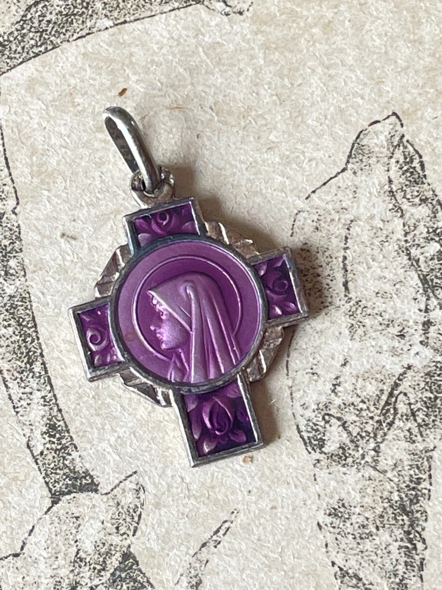 Pendentif Croix de Saints en Argent et Email Bleu - 16mm | La Boutique des Chrétiens