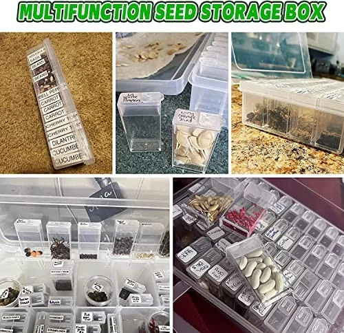 60-Slots Seed Storage Organizer Box with Label Stickers, Seed Storage - Picture 5 of 8