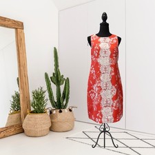 Vince Camuto Women's 8 Sleeveless Floral Lace Front Sheath Dress Orange White