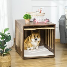 Furniture Style Dog Crate End Table w/ Soft Cushion Removable Door Panel