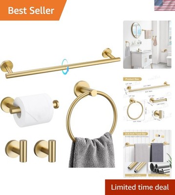 5 Piece Bathroom Accessories Set Brushed Gold Bathroom Hardware Set 23.6 Inch...