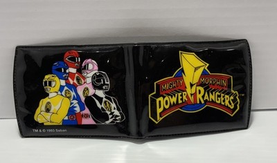Vintage 1993 Mighty Morphin Power Rangers Wallet Black Vinyl Saban Coin Pouch
