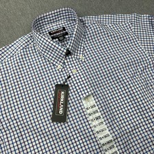 Kirkland Signature Traditional Fit Button Down Shirt Mens 16-34/35 White Blue