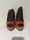Gucci Coral Patent Leather Peep Toe Sling back Woven Wedge Size 7 1/2 — photo 2