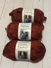 Lot of three full skeins Red Heart Boutique Sashay yarn Rubies