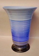Shelley Art Deco Harmony  Vase  Grey Blue Black 9.25" tall