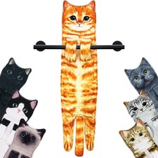 Funny Cat Hand Towel for Kitchen and Bathroom, Decorative Hanging Towels Gifts