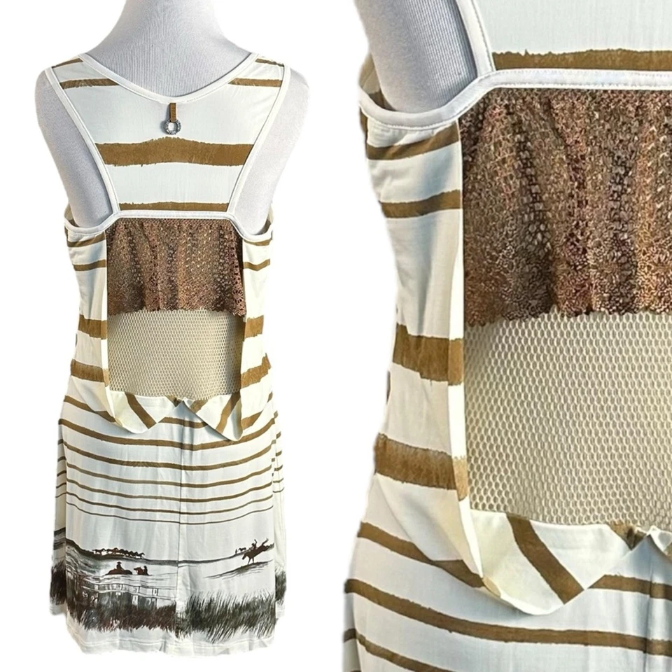 Vestido Vintage Años 90 Y2K Save The Queen Western Horse Punk Bodycon Rayas XXL Foto 3 de 4