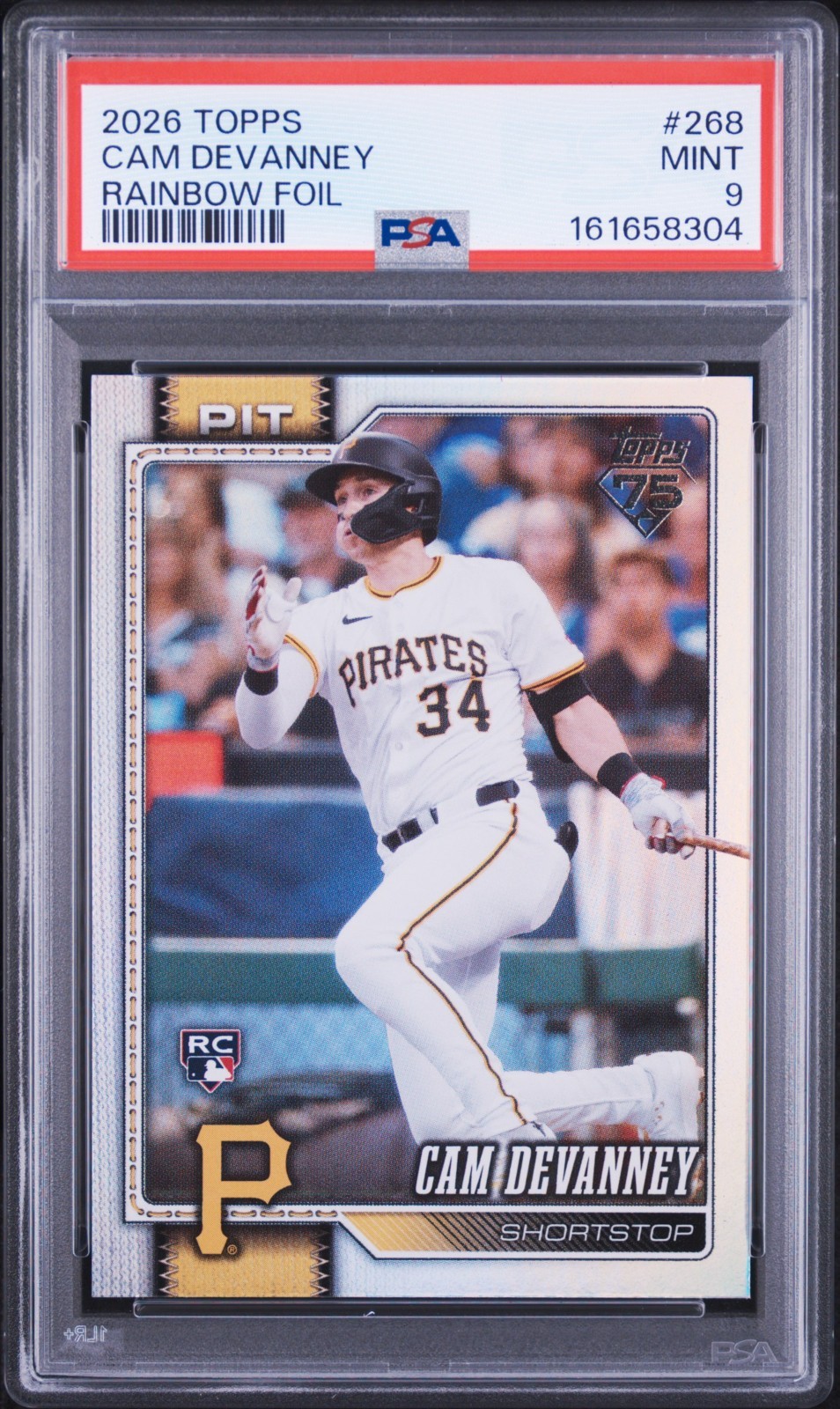 2026 Topps #268 Cam Devanney Rainbow Foil PSA 9