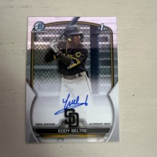 Topps 2023 Bowman Chrome 1st Bowman Eddy Beltre Prospect Auto #CPA-EB Padres