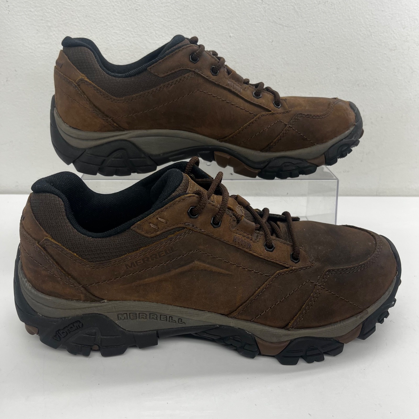 Scarpe da trekking Merrell Moab Adventure in pizzo da uomo taglia 9 5 pelle marrone terra scuro