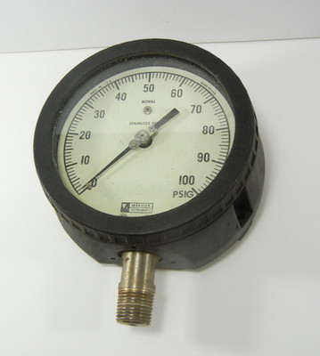 Vintage Royal gauge pressure gauge 0 - 100PSI 4-1/2'' dia. face   L1230