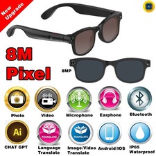 4K Smart AI Glasses for Men, Women, 8 MP Camera, Open-Ear Speakers, 1080p HD