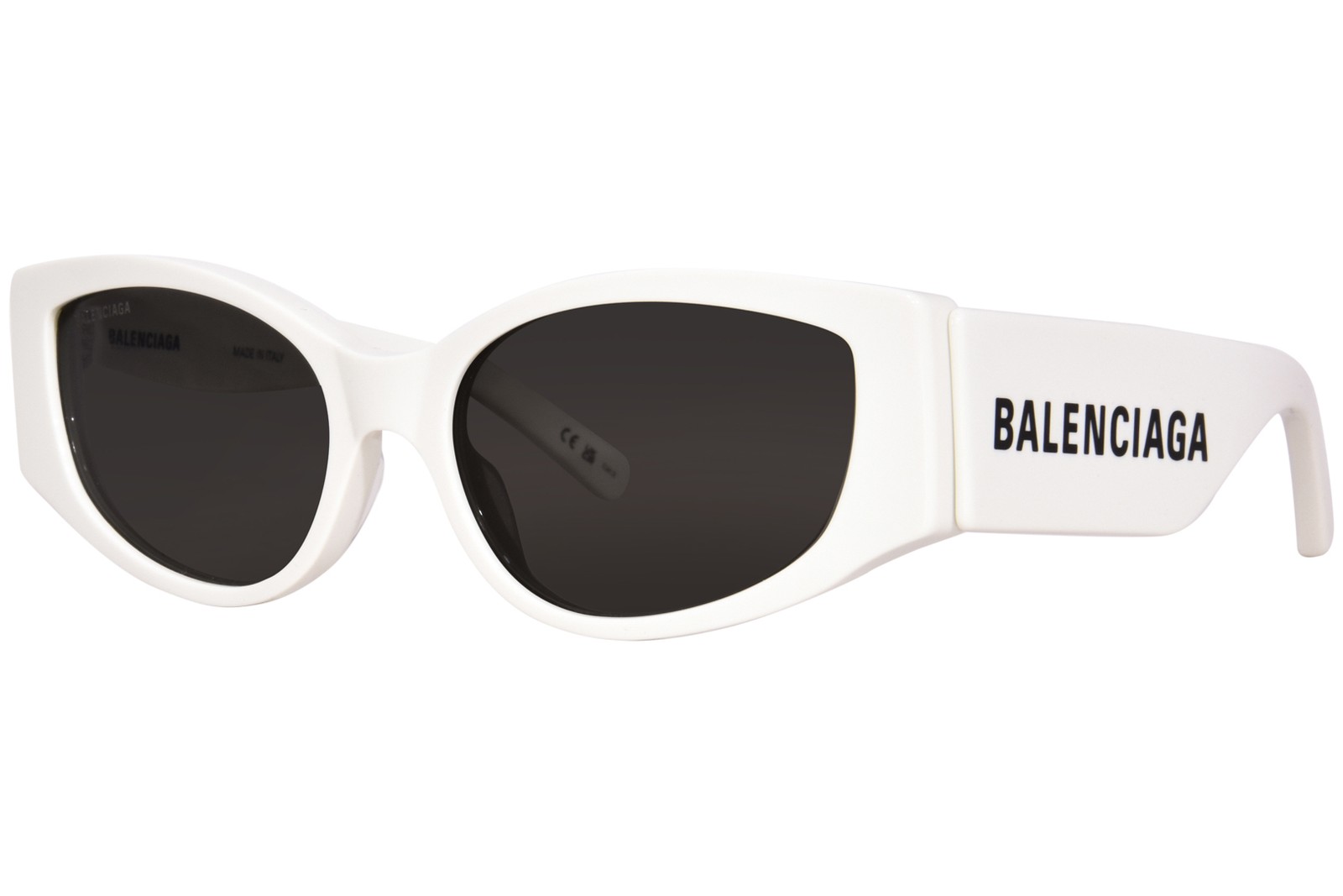 Солнцезащитные очки Balenciaga BB0258S 003 Женские с белыми/серыми линзами в стиле кошачий глаз, 58 мм