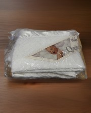 Vintage Quiltex White Baby Blanket Satin Trim Cottagecore Nursery NOS