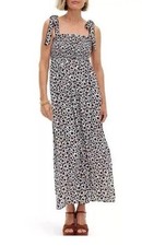 Diane Von Furstenberg x Target Black White Poppy Smocked Midi Dress Size M DVF