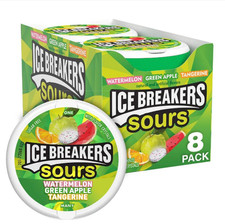 Ice Breakers Sours Sugar Free Mints 8 Pack Watermelon, Green Apple Pack of 8