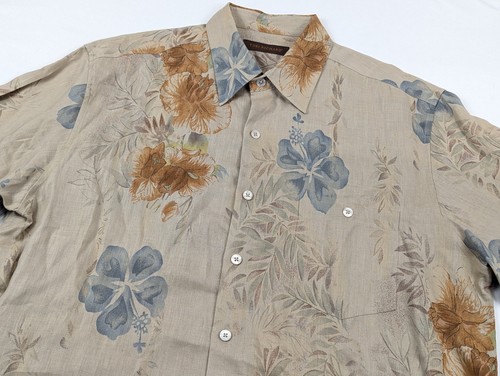 Tori Richard Linen Hawaiian Shirt Size LG Mens Floral Short Sleeve Resort Wear - Picture 4 of 8