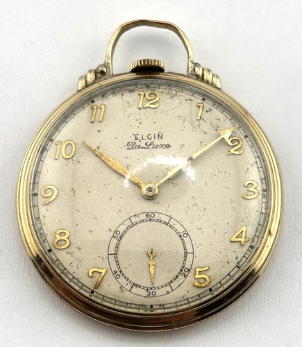 Elgin Deluxe 1946 Antique 10K GF Mechanical Pocket Watch 17J  10s  L478392 WORKS