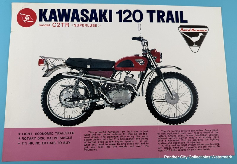 Japan Original 1960s Kawasaki 120 Trail Motorcycle Brochure Model C2TR