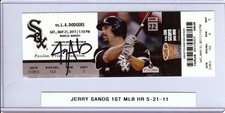Jerry Sands Signed Autographed Ticket 1st MLB HR 5-21-11 JSA AX25460