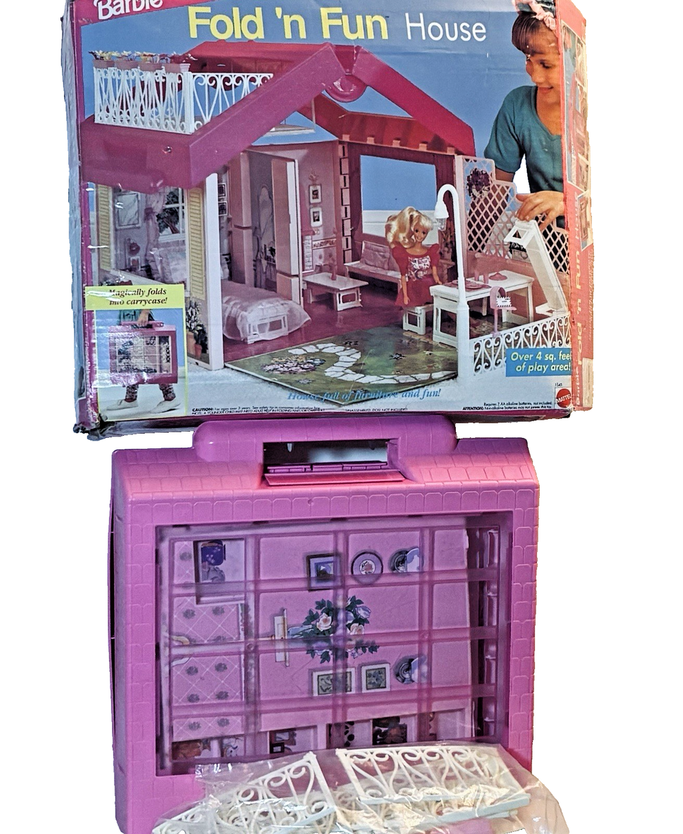【お取り置き中】希少　ヴィンテージ　1992 バービーのドリームハウス　Fold ' n Fun  Playset House Mattel Barbie Fold 'N Fun House Vtg 1992 Original Box | eBay