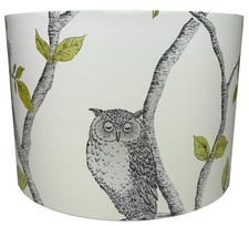 Owl Lampshade or Light Shade - Woodland Animal Green Leaf  Tree Branch Design