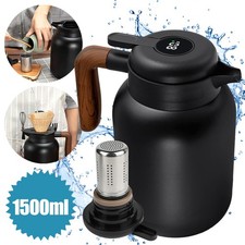 Thermoskanne 1,5L mit Teesieb Isolierkanne mit Temperaturanzeige Kaffeekanne DE