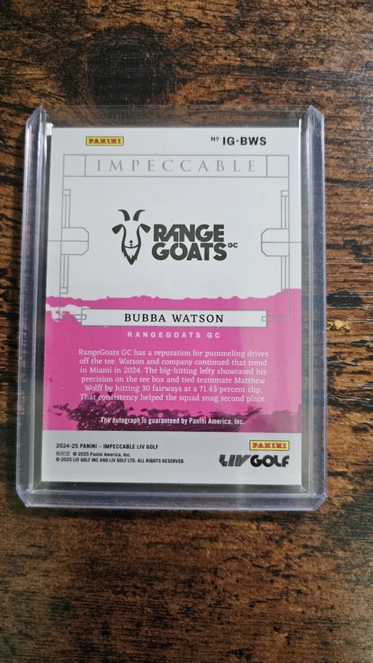 2024 Impecável LIV Fairways Hit Bubba Watson #16/30 No Cartão AUTO Range Goats GC - Imagem 2 de 2