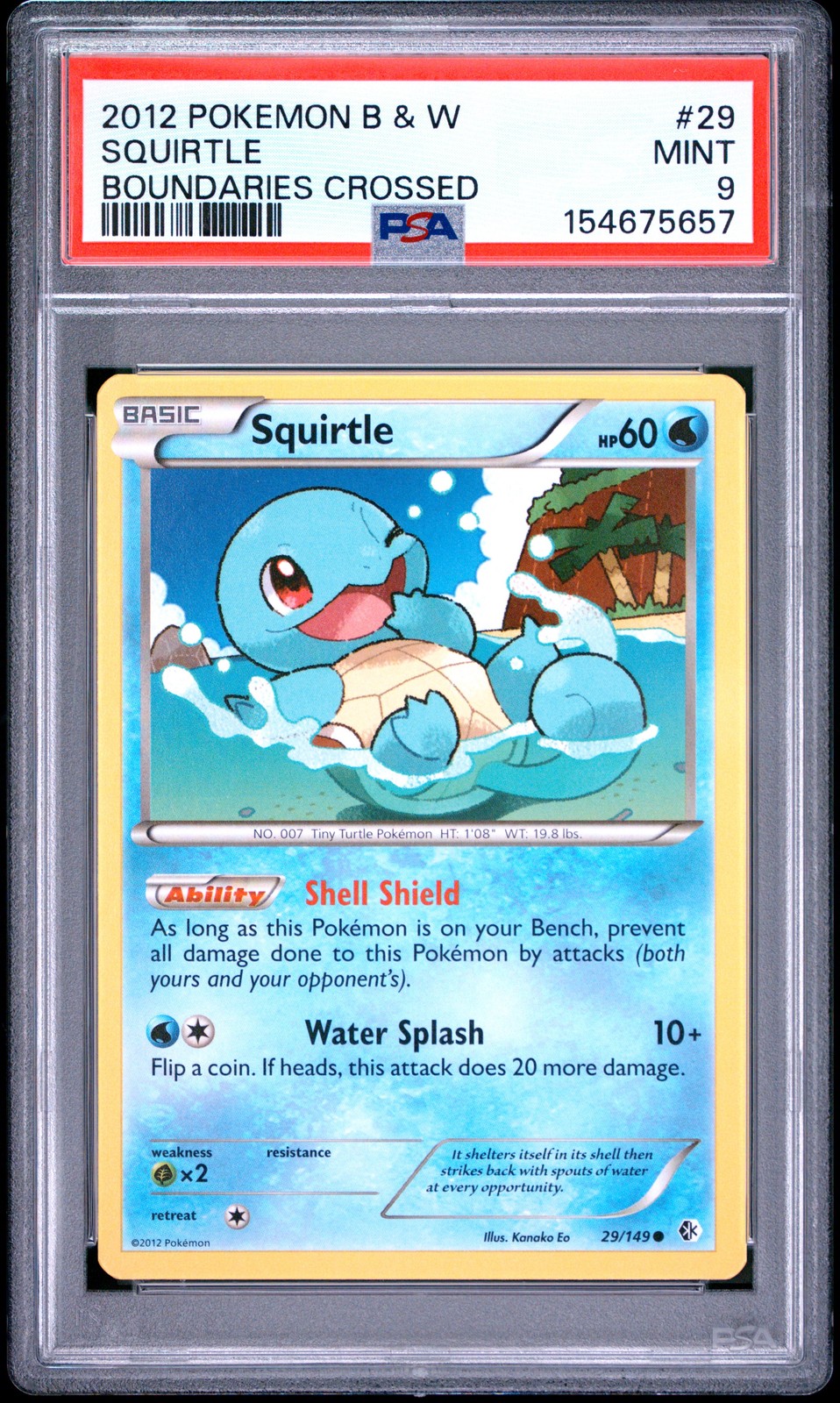 2012 POKEMON BLACK & WHITE BOUNDARIES CROSSED #29 SQUIRTLE PSA 9