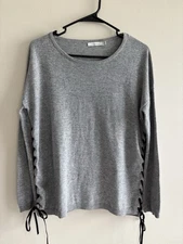 FRNCH Gray Side-Tie Boxy Sweatshirt Sz S-M