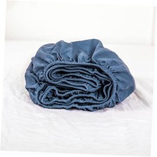 Linen Fitted Sheet 1 Piece - 14 Inch Deep Pocket Mattress Full Classic Blue