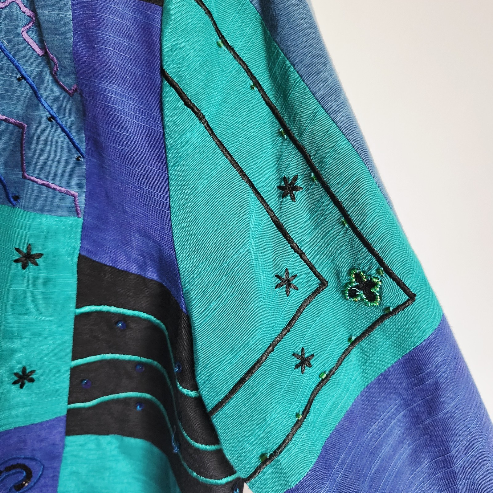 Vintage Indigo Moon Patchwork Jacket Large Blue T… - image 7