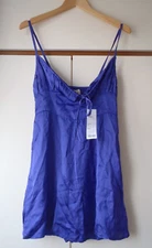 URBAN OUTFITTERS Navy Spaghetti Strap Satin Slip Mini Dress - Size XS - NEW