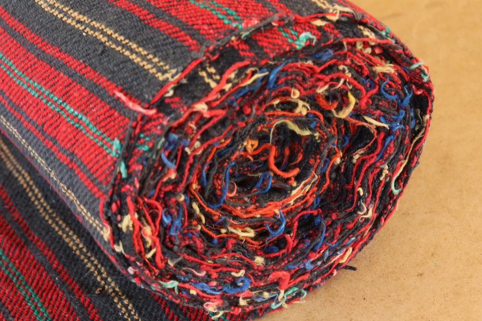 Vintage Textile Homespun Fabric Antique Cotton Weave Rug Upholstery 14 yards - Image 3 of 4