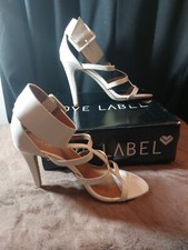 Love Label White Strappy High Heels Shoes  (3F9CJ) Size: UK 7, EUR 40