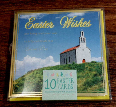 10 OSTERKARTEN 2 MOTIVE KIRCHENNARZISSEN ''OSTERNSEGEN'' - ''OSTERNWÜNSCHE''