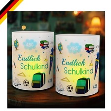12er Windlichter Einschulung Junge Blaue Tischdeko Kerzenlicht