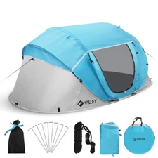 VILLEY 4 Persons Camping Beach Pop Up Tent Automatic Setup Tent Waterproof Tent