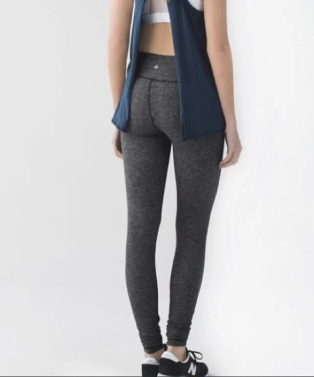 Lululemon Black/Gray herringbone knit wunder under leggings 4