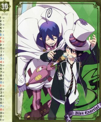 postcard Ao no blue Exorcist anime Okumura Rin Mephisto Pheles