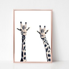 giraffe Print poster a4  picture unframed animal pair wall art 25 black white