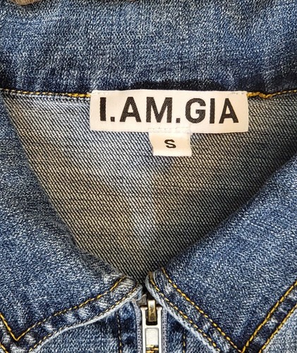 I Am Gia Cropped Denim Jean Jacket Womens Size S Full Zip - Picture 2 of 7