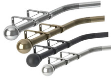 28MM EYELET BAY WINDOW CURTAIN POLE 3-SIDED 400CM METAL ROD WITH “A” BRACKETS