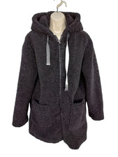 Womens Andrew Marc Size Small O/s Black Borg Sherpa Hooded Zip Teddy Coat Jacket