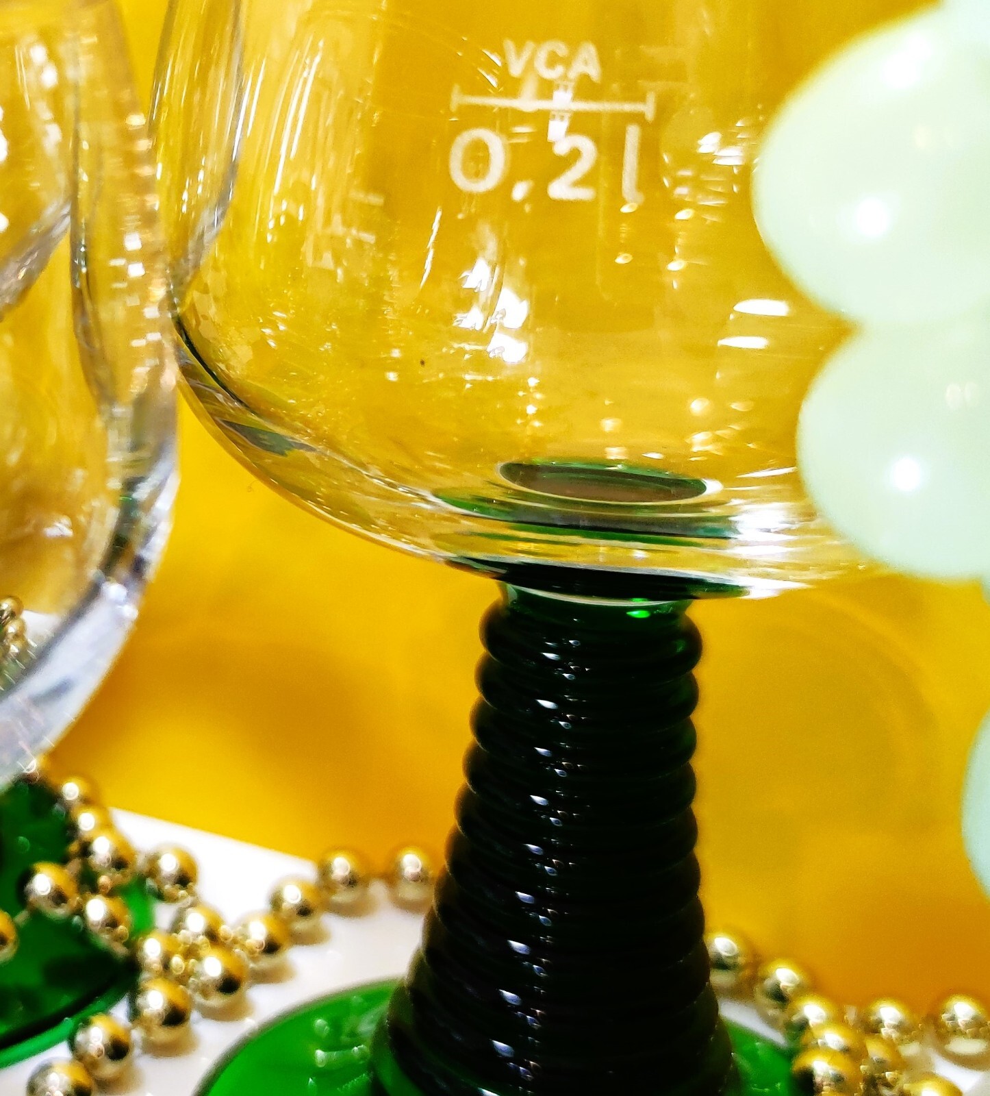 Wein Römer Luminarc Glas Arcoroc VCA 0,2 l Trompete grün Bar Party Weinfest Bar