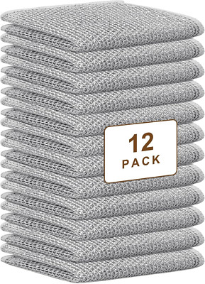Wire Dishwashing Rag 12 Pcs Multipurpose Wire Miracle Cleaning Cloths